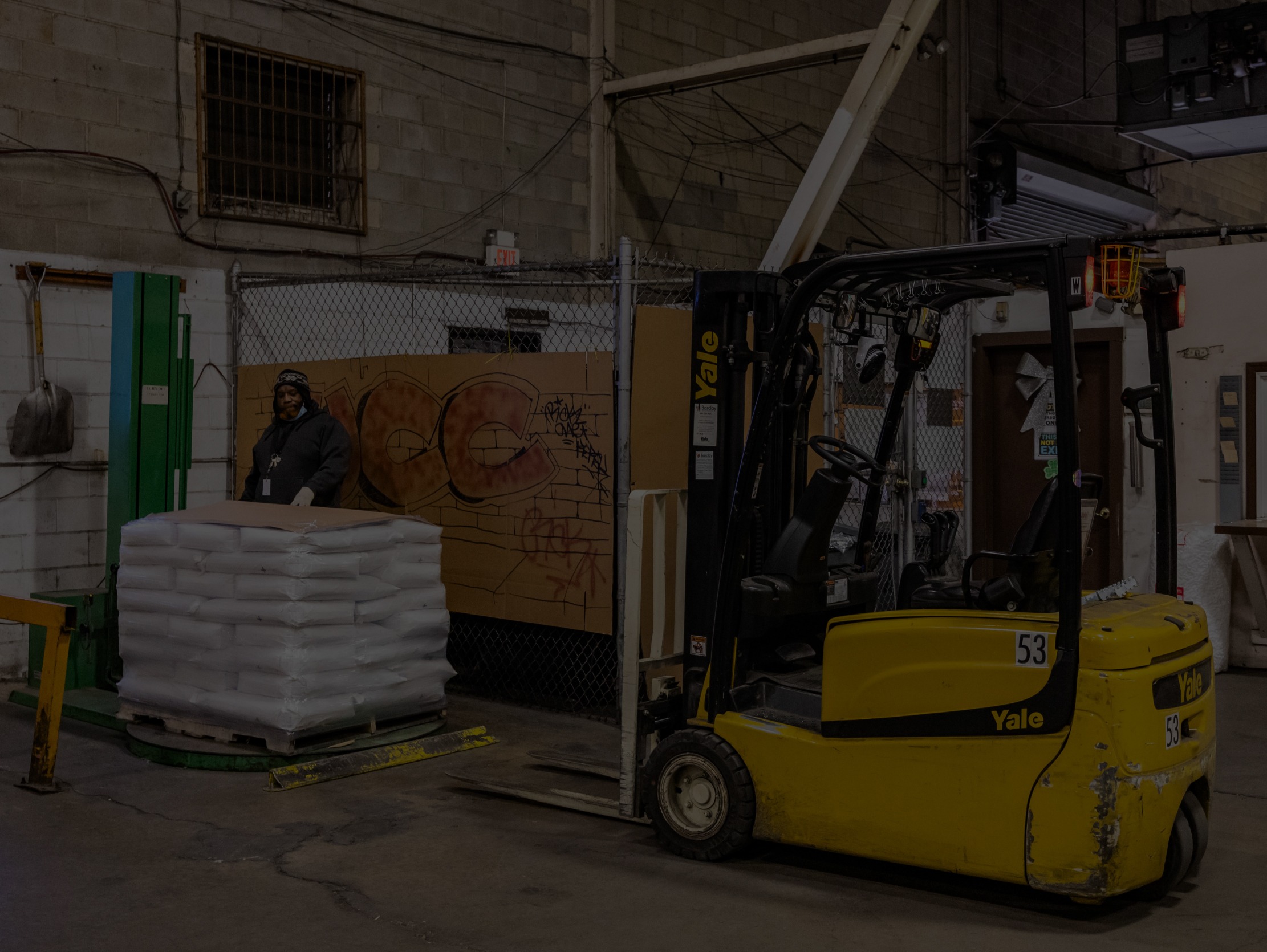 Forklift sitting in a warehouse